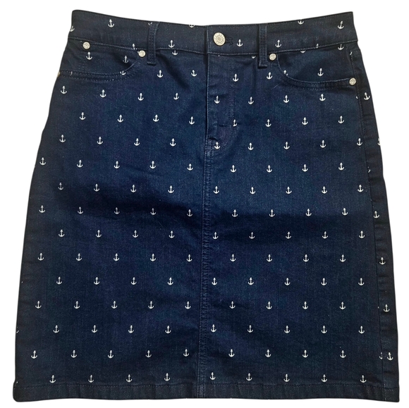Talbots Dark Denim Anchor Skirt Women 2 - Picture 1 of 6